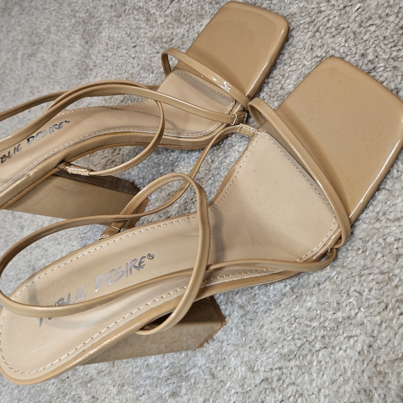 Nude Strappy Block Heel Sandals - Picture 3 of 4